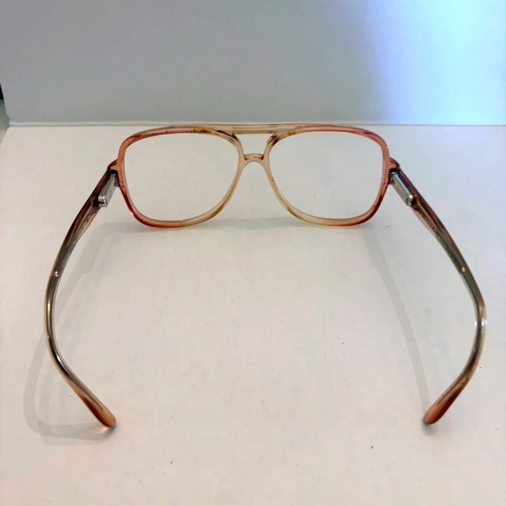 Safilo Elasta 1030 Vintage Aviator Eyeglass Frames Peach Amber Italy 58-14-145